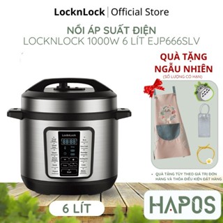 Nồi hầm áp suất điện tử LocknLock Chính hãng đa năng 6 lít, 1000W nấu gà nguyên con EJP666SLV -  HAPOS MALL OFFICIAL