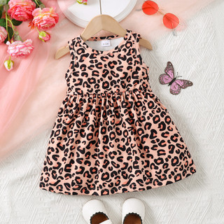 Váy Suspender Cho 0-3 Tuổi Sơ Sinh Bé Gái Hoạt Hình Họa Tiết Da Báo Mùa Hè Ngoài Trời Dễ Thương OOTD Quần Áo Cho Bé