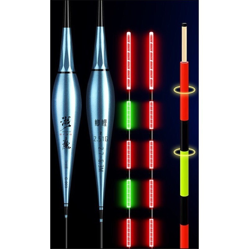 Phao điện câu cá HUMO (Quỷ hồ) đổi màu và không đổi màu. phao điện câu đài