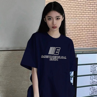 Áo phông 3158 nữ Xanh đậm form rộng mùa hè local brand SALUTE hàn quốc áo thun in hình girl phố fashion cotton J0001