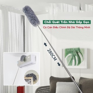 Chổi quét trần nhà có cán điều chỉnh độ dài tới 2,8m cây phất trần quét mạng nhện, lau chùi bụi bẩn trên cao