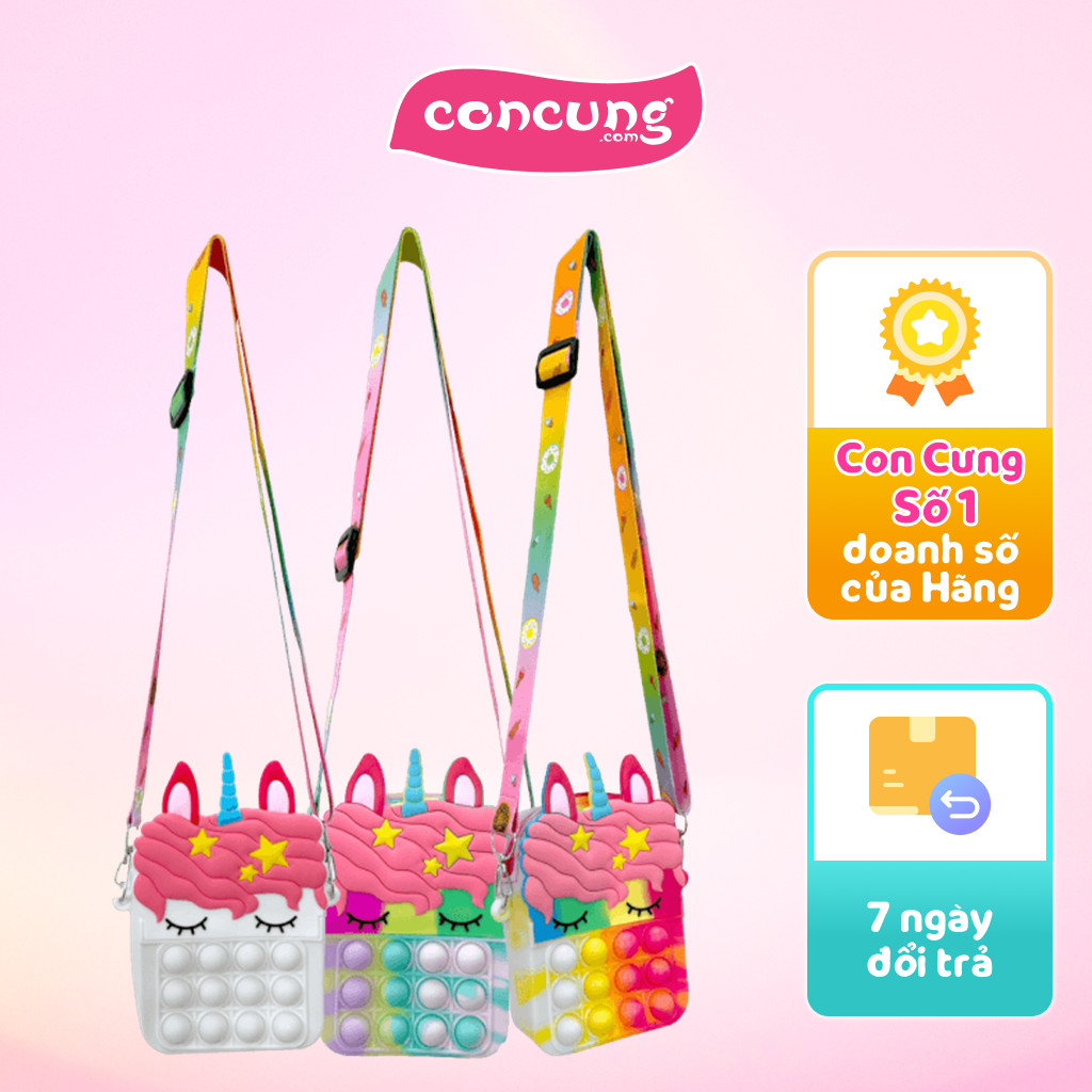 QT Vitadairy - Đồ chơi túi đeo chéo pop-it hoạt hình cho bé