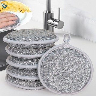 1 / 3 Chiếc Tròn Hai Mặt Rửa Bát Xốp Khăn Lau Nhà Bếp Khăn Lau Chống Mỡ Rags Thấm Hút Giặt Khăn Lau