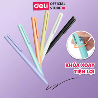 Bút Gel Mực Đen Dạng Xoay Vặn Tiện Lợi Chính Hãng Deli - Mực Nhanh Khô - Nét Trơn Tru - Ngòi Bi 0.5mm