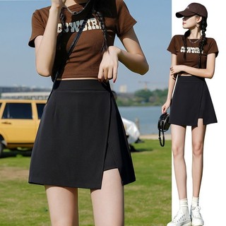 Váy Nửa Chiều Dài Kích Thước Lớn Mỡ mm Bao Da Thịt Ôm Hơn Nhìn Nữ Đen Chữ a Không Đều Váy Phù Hợp Với Chia Cao Cấp Hakama Trượt Tuyết Ngắn