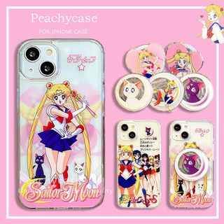 Anime Thủy Thủ Mặt Trăng Bé Gái Lấp Lánh Giá Đỡ Mèo Từ Tính Sạc Không Dây Ốp Điện Thoại Tương Thích Cho iPhone 15 14 13 12 Pro Max 11 Ốp Lưng Acrylic Vỏ Di Động Cứng Chống Sốc