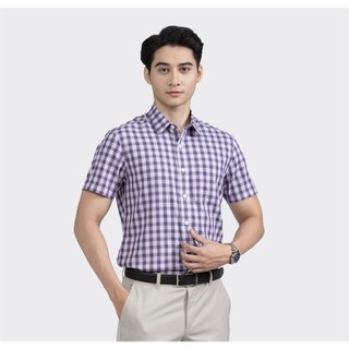 Áo sơ mi ngắn tay ARISTINO màu trắng kẻ đỏ - ASS094S2