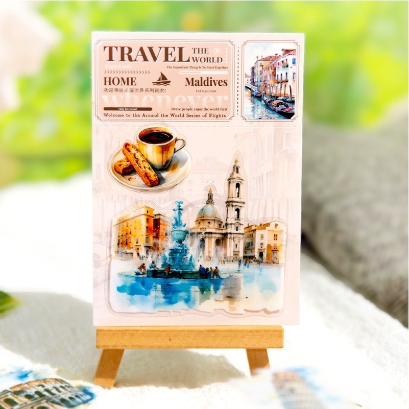 Mr. Paper 30 vé/túi Dán chống thấm nước PET Hình dán phong cảnh cổ điển Những hình ảnh ghép nghệ thuật bàn tay sáng tạo DIY điện thoại di động Tấm thiệp điện tử cup Hình dán trang trí