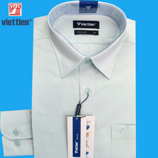 Viettien - Áo sơ mi nam dài tay việt tiến màu xanh ngọc mới-RUBY 440k