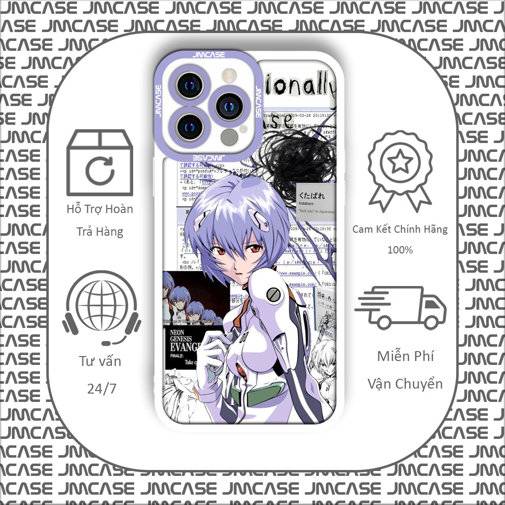 Ốp lưng iPhone Cạnh Vuông Samsung Xiaomi Oppo Ayanami Rei Shin Seiki Evangelion Anime Manga