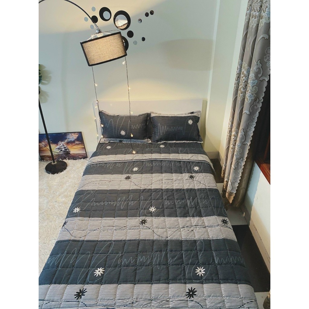 Set Ga Gối Cotton Poly, Ga Kèm 2 Vỏ Gối Nằm, Bộ Ga Gối 3 Món, Drap Giường, Ga Giường