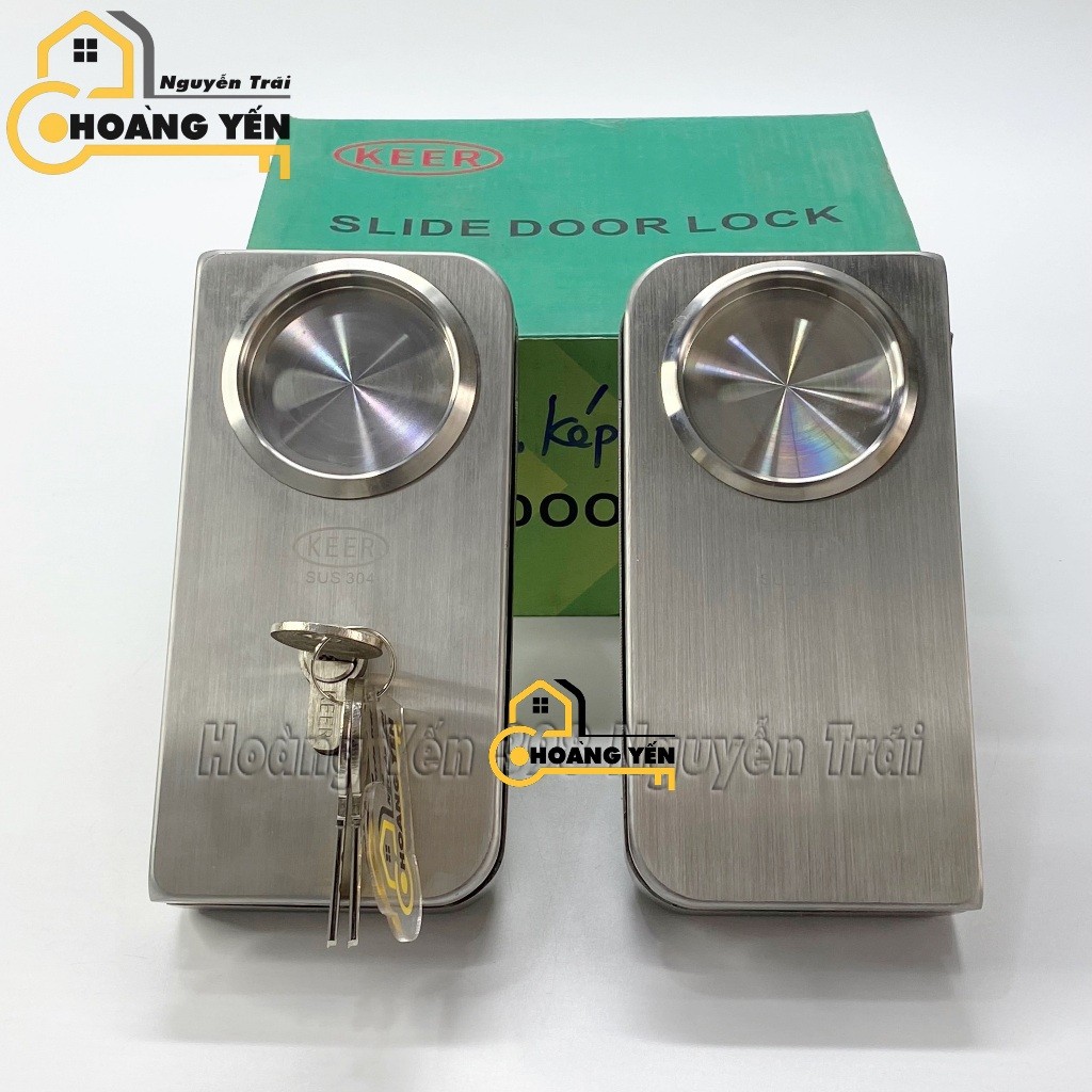 Khóa cửa lùa kính cường lực KEER, khóa móc cửa kính lùa, Khóa tay nắm âm cửa kính lùa 1 cánh / 2 cán
