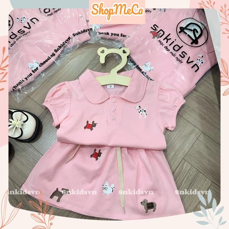 (SN8) Set bộ bé gái, Set áo cổ sen kèm chân váy hồng cho bé gái