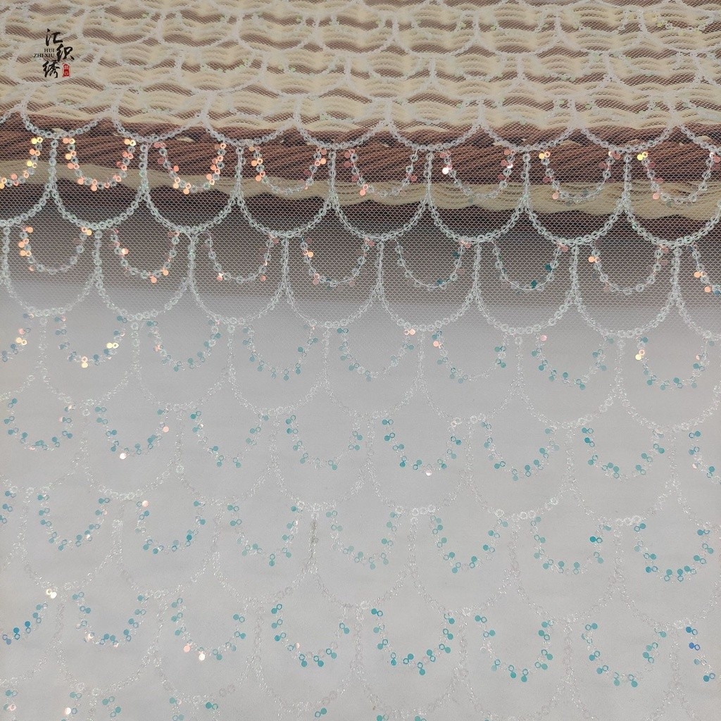 Vải thêu sequin quy mô, vải thêu sequin quy mô thú cưng, vải sequin thời trang cho quần áo và váy