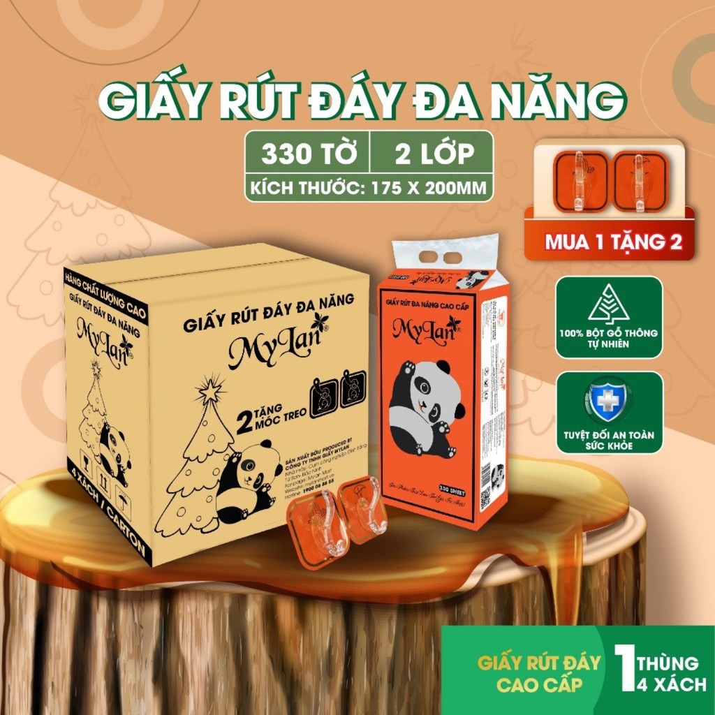 Thùng 4 Bịch Giấy Rút Treo Tường Đa Năng MYLAN Cao Cấp, Giấy Rút 1320 Tờ 3 Lớp Siêu Dai Gia Dụng Số 