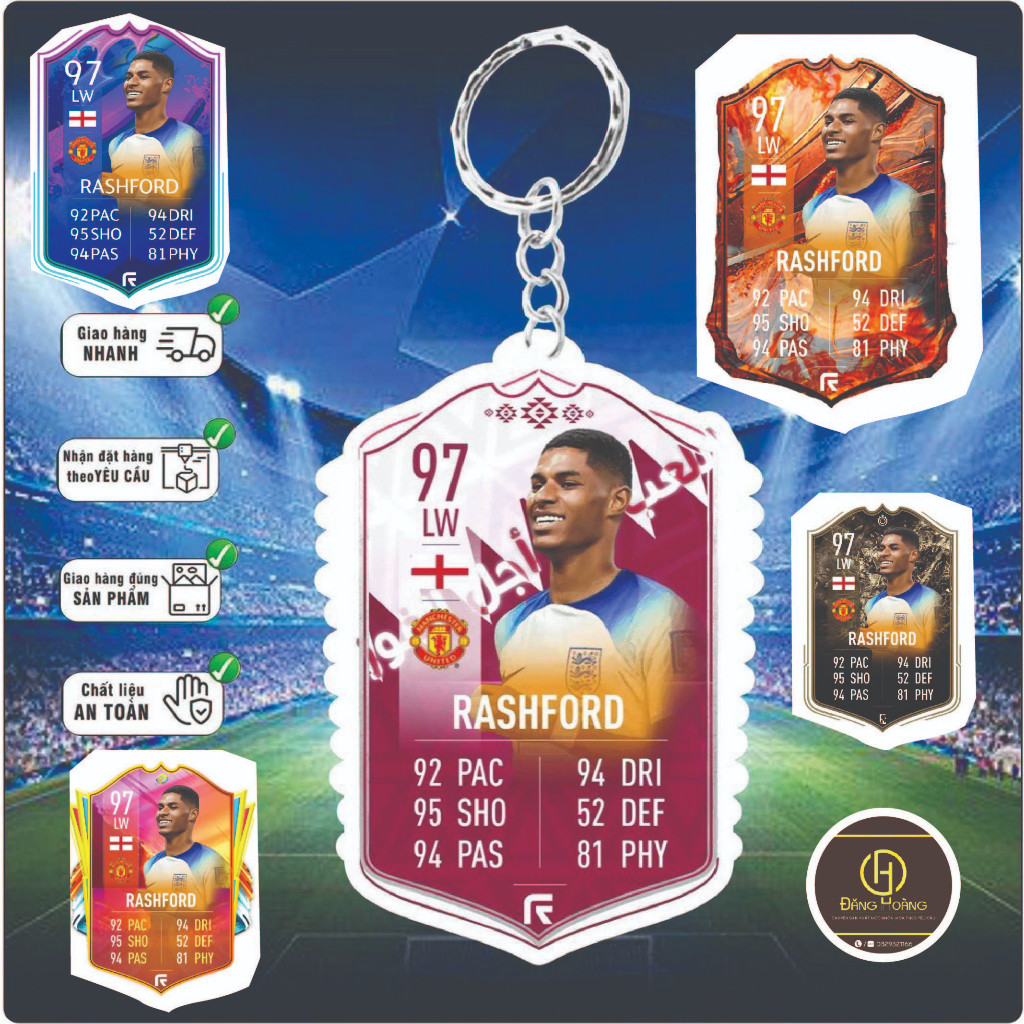 Móc khóa Rashford - Móc Khóa Mica in 2 mặt - ĐH