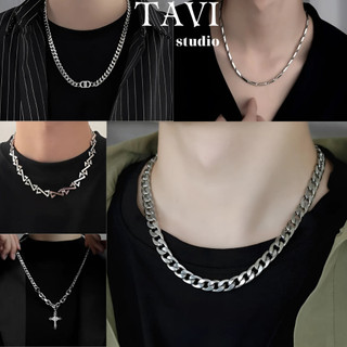 Vòng Cổ Dây Xích Thép Titan Không Gỉ Màu Bạc Thời Trang Hàn Quốc Cho Nam Và Nữ Tavi Studio - Dây Chuyền Tổng Hợp