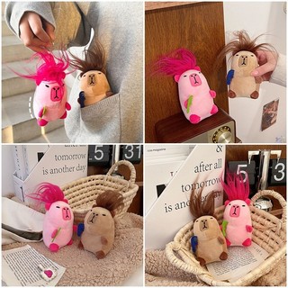 Capybara Móc Khóa Sáng Tạo Búp Bê Xấu Xí Móc Khóa DIY Sang Trọng Đồ Chơi Ngộ nghĩnh Móc Khóa Trang Trí Túi Đi Học Mặt Dây Chuyền