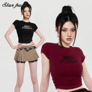 Star fruit Mùa Hè Mới Pure Desire Áo Thun Cotton Ngắn Nguyên Chất Nữ Slim Fit, Thiết Kế Mỏng Và Đa Năng, Áo Nhỏ
