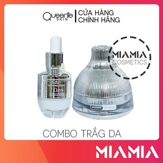 Combo kem face lười white plus + serum huyết thanh 7 days queenie skin hỗ trợ dưỡng trắng da