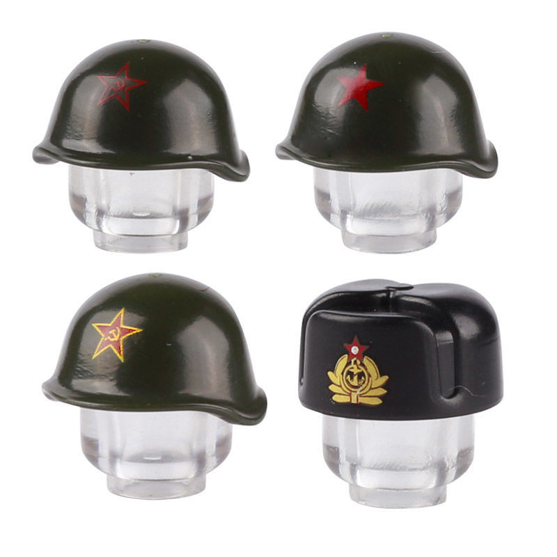 Tương thích với Lego Khối xây dựng Chiến tranh thế giới II Quân đội Nga Áo khoác nhân vật nhỏ Mũ quân đội Hạt nhỏ Inse