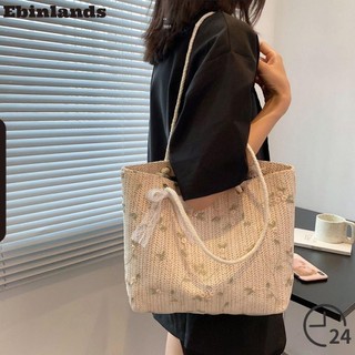 Túi rơm EBINLANDS Túi xách dệt bãi biển dung tích lớn
