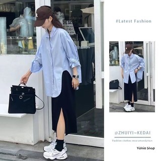 Áo sơ mi dài tay dáng rộng cỡ lớn dành cho nữ mùa xuân hè cỡ lớn