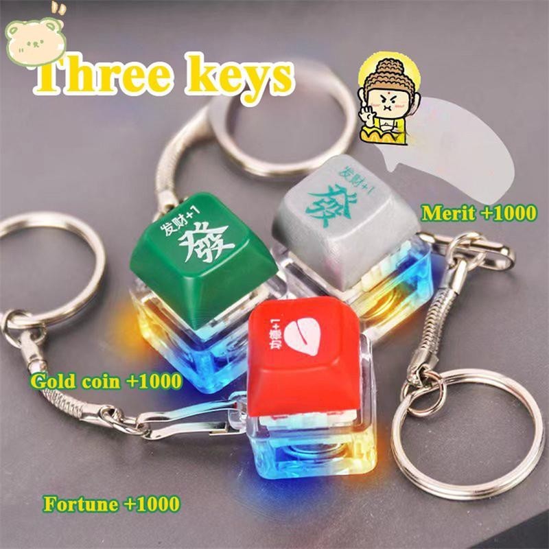 Mechanical Switches Keychain For Keyboard Switches Tester Kit Led Light Red Keycap Stress Relief Pendant Fish Button Cap