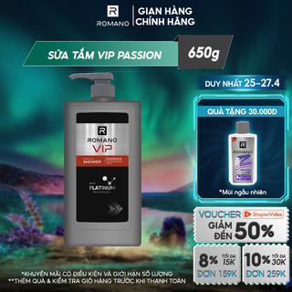 Sữa tắm cao cấp Romano Vip Passion mạnh mẽ bí ẩn 650g/chai