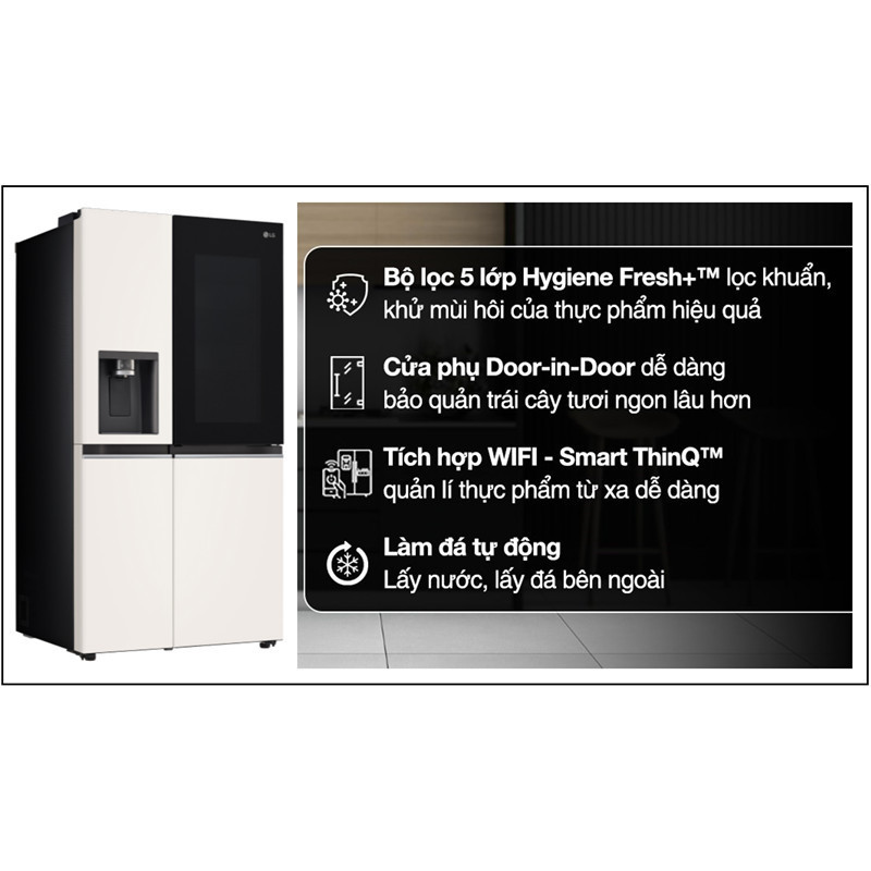 Tủ lạnh LG Inverter 635 Lít GR-X257BG Side By Side InstaView Door-in-Door 2023