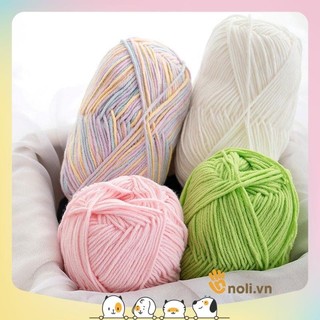 Len milk cotton 125g loại 1 se tròn, săn chắc, tơi xốp, đan móc khăn, áo, túi xách, thú bông cho bé (Mã 41 đến 81)