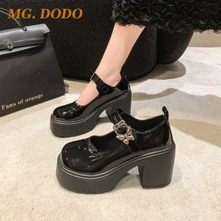 Giày lười cao gót dày mới, giày đế dày khóa bướm Hàn Quốc thời trang Mary Jane dành cho nữ