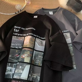 [M-5xl] Áo thun ngắn tay in lưới 9 cung điện thời trang mới đa năng cho nam và nữ Áo thun ngắn tay dáng rộng cổ tròn thông thường