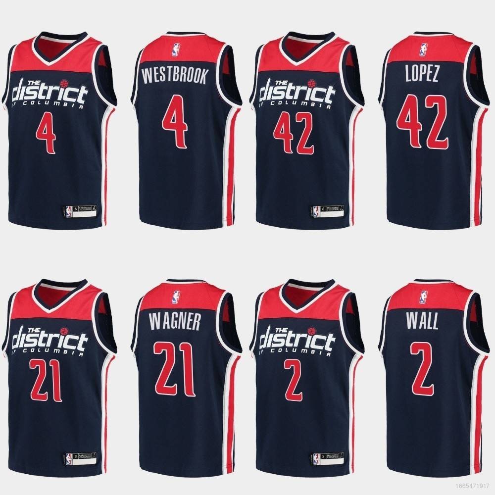 Mới NBA Jersey Wizards Westbrook Lopez Wall Wagner Jersey Bóng rổ Thể thao Vest Player Edition a