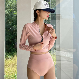 Phiên Bản Hàn Quốc Đơn Giản Thể Thao Thời Trang Dài Tay Chia Đồ Bơi Nữ Chống Nắng Bikini Lướt Sóng Cạnh Tranh Mùa Xuân Nóng Kỳ Nghỉ Nữ Đồ Bơi