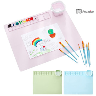 Anvazise silicone thủ công thảm có cốc có thể gập lại bề mặt chống dính dễ dàng bảo trì di động diy gấp tranh thảm silicon pad