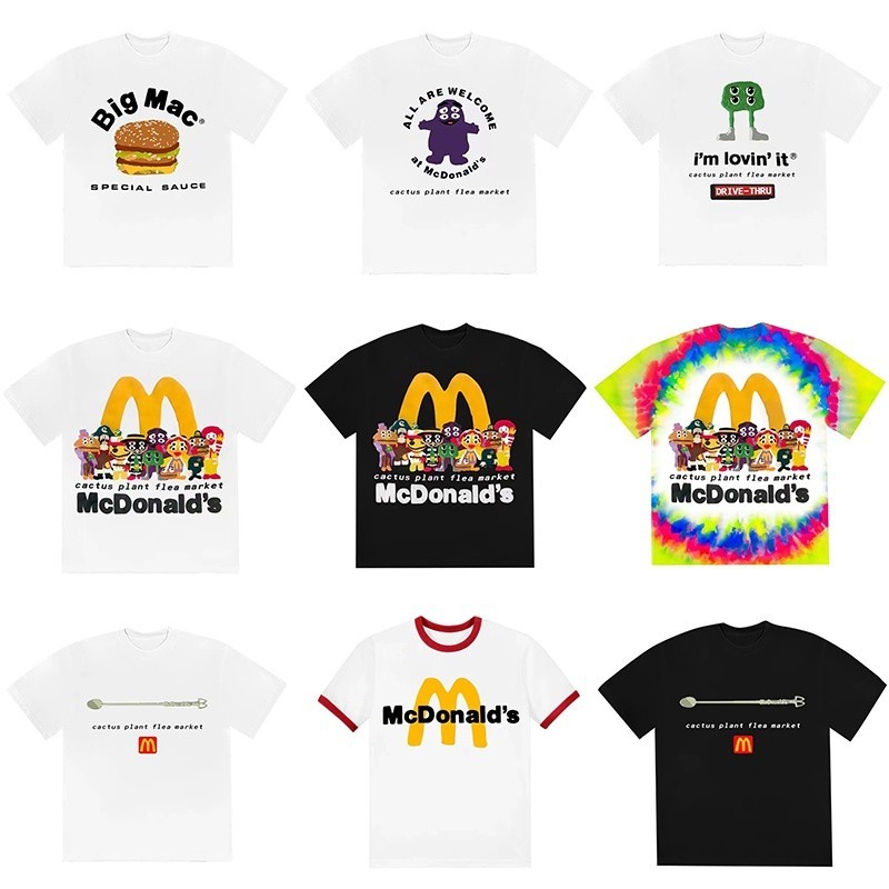 Ready stock CPFM McDonald's co-branded peripheral hamburger print Travis Scott American casual loose TS short-sleeved T-