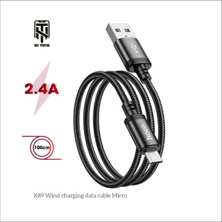  Dây sạc hoco X89 hỗ trợ sạc nhanh 2.4A truyền dữ liệu từ USB sang micro dây bện dù chống đứt gãy gập dài 1m. 