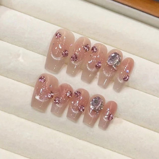 Nghe Các Mẫu Phổ Biến Hoa Hồng Người Yêu Trắng UV Móng Tay Làm Đẹp Nở Nguyên Chất Handmade Mặc Móng Tay Thành Phẩm Bán Buôn
