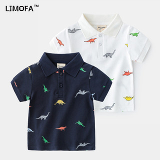 Áo sơ mi Polo LJMOFA có Logo khủng long Áo thun ngắn tay cho trẻ em Bé trai 2-8 tuổi