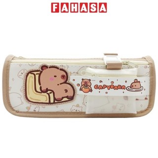 Bóp viết vải capybara - wanlongda 8113 - màu nâu