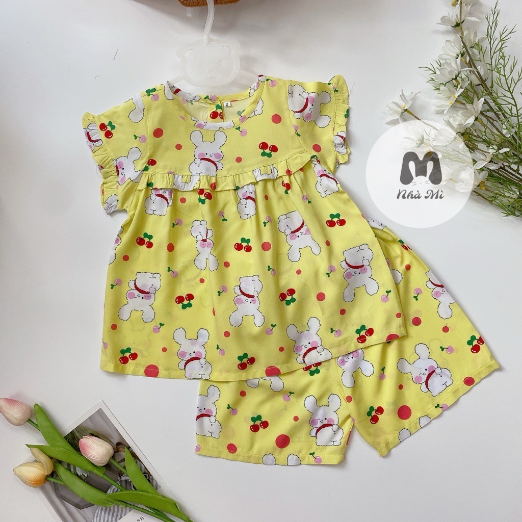Đồ bộ tole lanh Bé gái Đùi tay bèo, vải tole thoáng mát cho bé 10-36kg