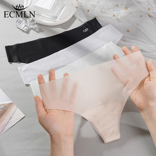 Ecmn nữ siêu mỏng liền mạch thông quần lót mùa hè mỏng nhanh khô giữa eo băng lụa quần lót