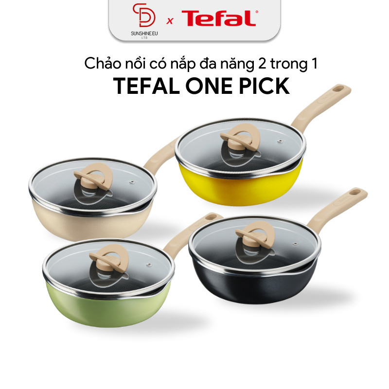 Chảo sâu lòng có nắp chống dính đa năng Tefal One Pick Pot Pan 3 trong 1 Size 22cm