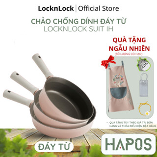 Chảo Suit LocknLock đáy bếp từ chống dính Chính hãng, dẫn nhiệt tốt, Màu hồng, size 22cm-24cm-26cm, - HAPOS OFFICIAL