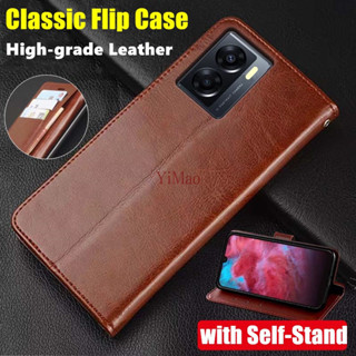 Dành Cho OPPO A57 4G A57e A57s A77 A77s A60 CPH2387 CPH2385 CPH2339 CPH2473 Bao Da Thật Chính Hãng Ví Vintage Gấp Đơn Giản Vỏ Bảo Vệ Lật Có Chân Đế Đựng Thẻ