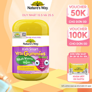 Kẹo Dẻo Vi Chất Vitamin Cho Bé Nature's Way Vita Gummies MultiVitamin+Vegies Bổ Sung Vitamin Và Chất Xơ Cho Bé Hộp 60v