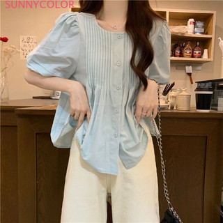 SUNNYCOLOR áo sơ mi nữ áo kiểu hàn quốc dramatic sang trọng trendy Tinh tế WCS24519QJ 22Z240527