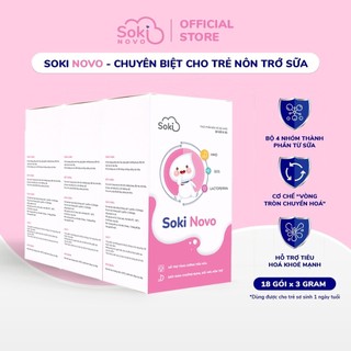Combo 3 Bột Hòa Tan SOKI NOVO Giảm Nôn Trớ Cho Trẻ Tăng Cường Sức Khỏe Đường Tiêu Hóa - 3 hộp,18 gói/ hộp
