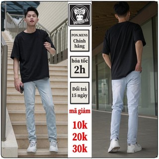 Quần jeans nam xước mài màu xanh ghi nhạt co giãn 4 chiều cao cấp chất bò denim dáng ôm slimfit 02 Pon.mens